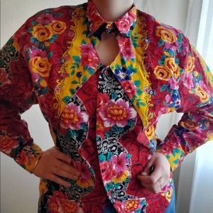 Vintage 80’s Wrangler Western Wear Cowboy Floral Cutout Blouse